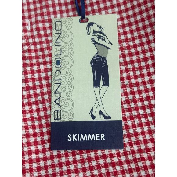Bandolino Women’s Capri Skimmers Jeans Red & White Check Knees Skimmer Size 10 - Picture 14 of 16